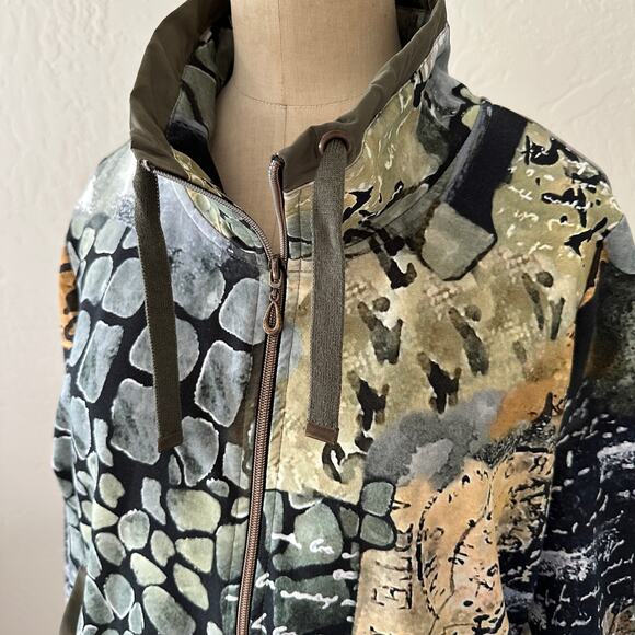 DOLCEZZA | Womens Zip Jacket Postal 72639 Size L Artsy Art to Wear Abstract Boho - Picture 3 of 11